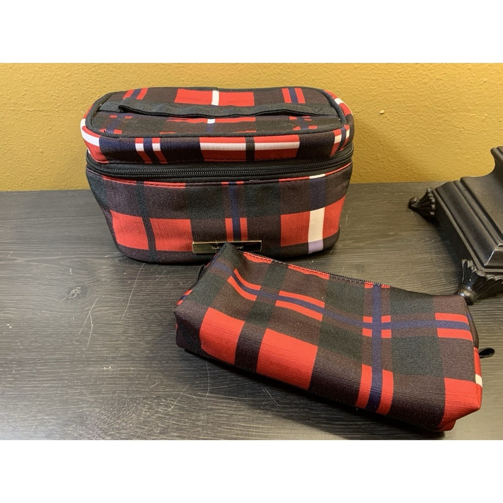 Tartan + Twine 2-Piece Train Case Red & Black W/White Plaid
